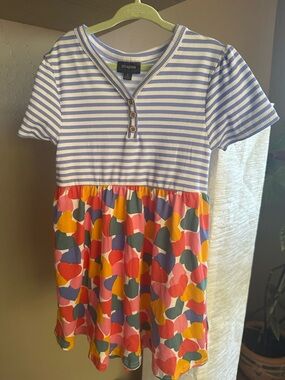 Picapino Striped Top with Colorful Heart Skirt
